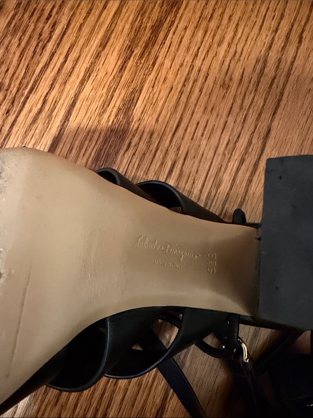 Salvatore Ferragamo Sirmio Black Leather Strappy Sandals - Picture 6 of 6